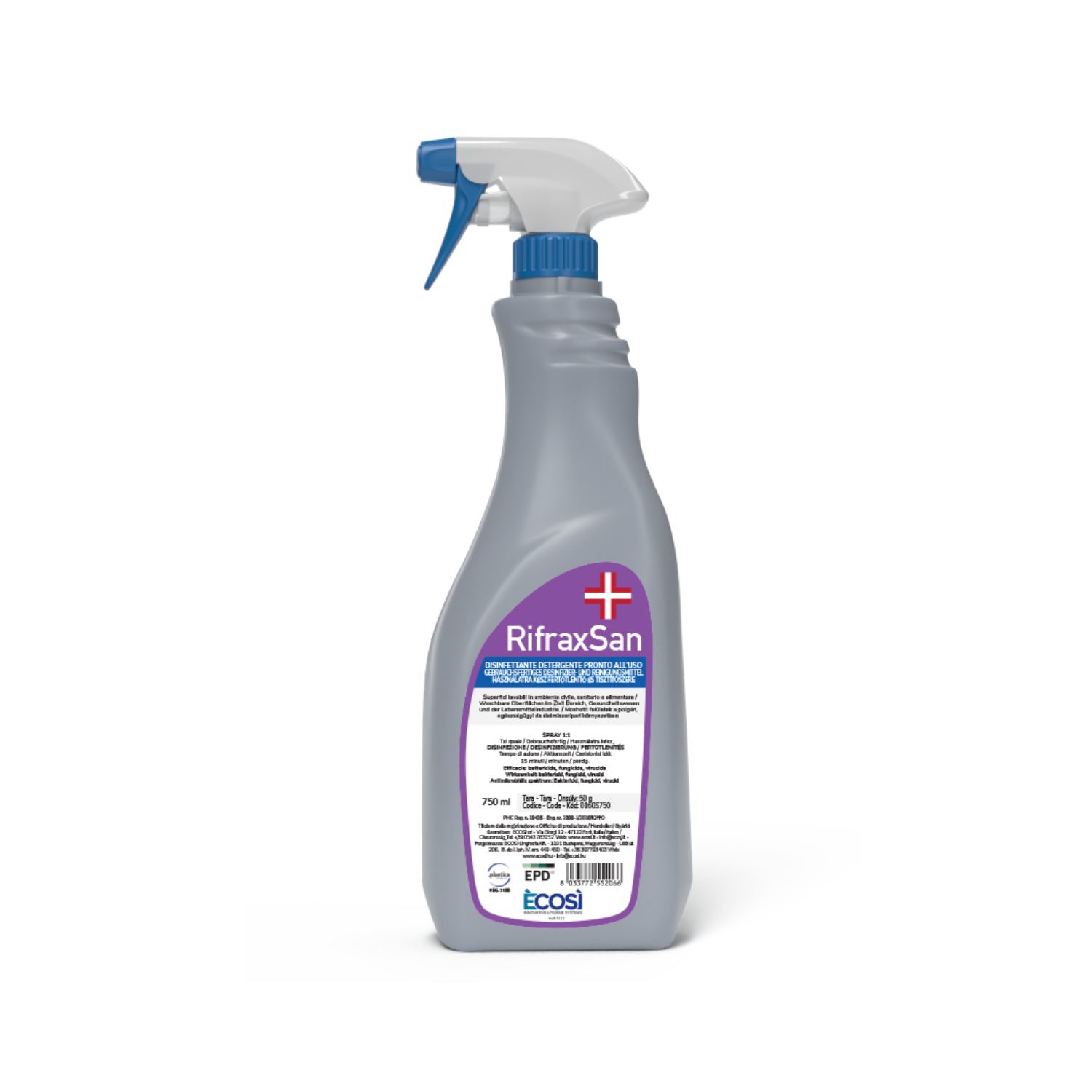 RifraxSan Disinfettante Detergente Pronto all'Uso PMC Battericida Virucida