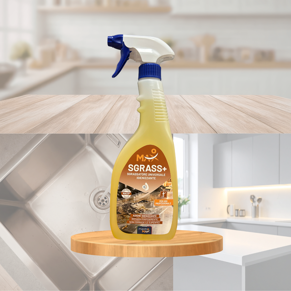 Max Sgrass+ – Detergente Sgrassante Igienizzante Professionale Pronto all'Uso