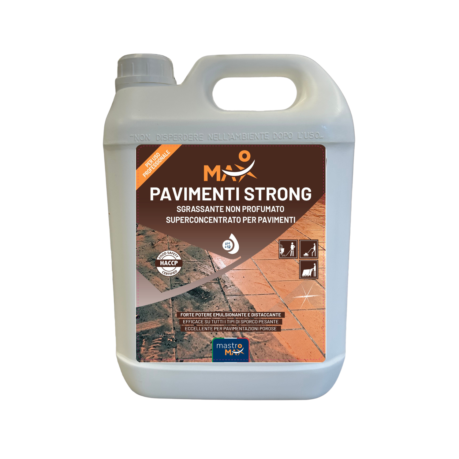 Max Pavimenti Strong – Detergente Sgrassante Professionale Superconcentrato per Pavimenti